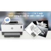 Máy in laser HP Neverstop 1000W (4RY23A), in A4 1 mặt, có in Wifi, tự nạp mực dễ dàng với mực nạp chính hãng giá rẻ
